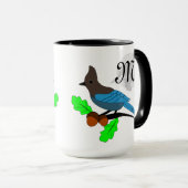 Steller Blue Jay Monogram Mok (Voorkant rechts)