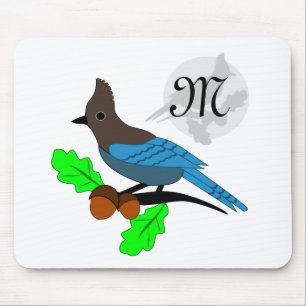 Steller Blue Jay Monogram Muismat