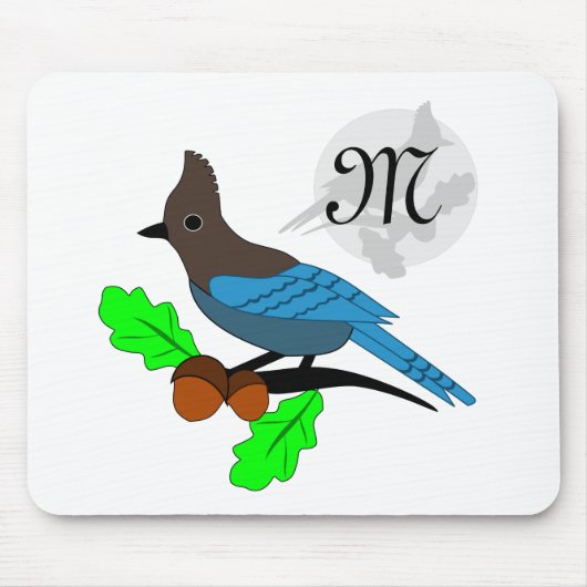 Steller Blue Jay Monogram Muismat (Voorkant)