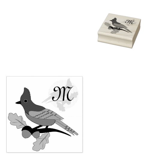 Steller Blue Jay Monogram Rubberstempel (Gestempeld)