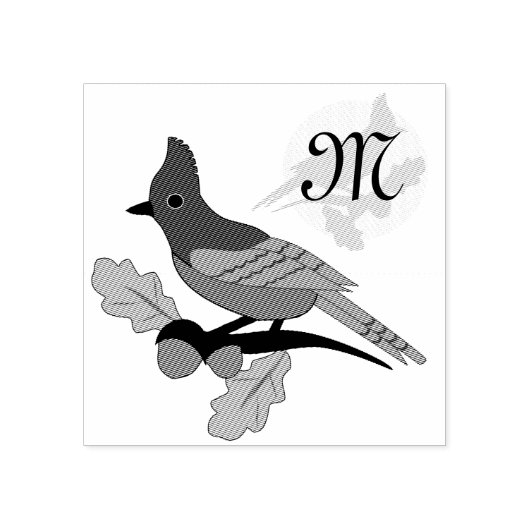 Steller Blue Jay Monogram Rubberstempel (Afrduk)