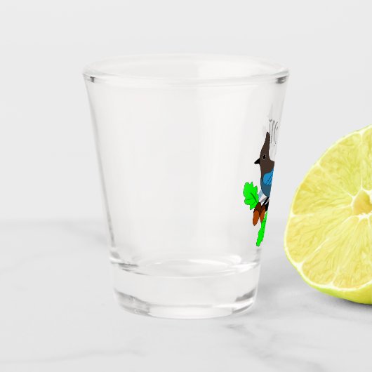 Steller Blue Jay Monogram Shot Glas (Links)