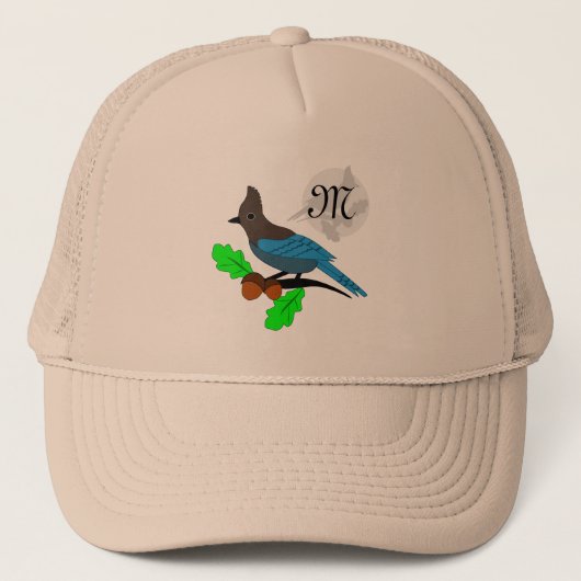 Steller Blue Jay Monogram Trucker Pet (Voorkant)