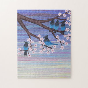 steller ' s jays & cherry blossom legpuzzel