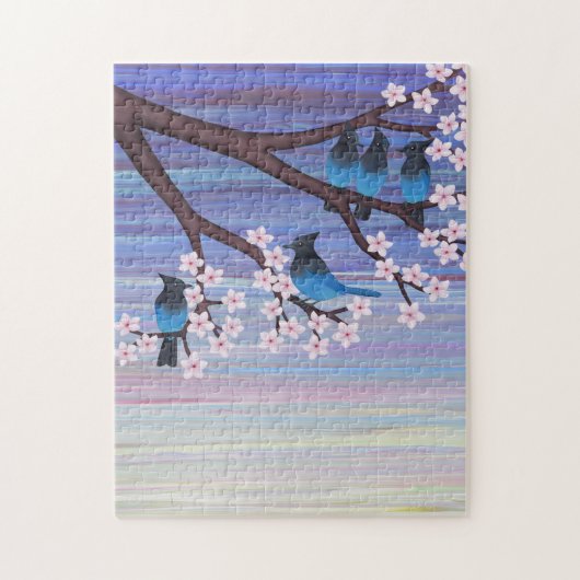 steller ' s jays & cherry blossom legpuzzel (Verticaal)