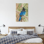Stellers gaai in boom canvas afdruk (Insitu (Slaapkamer))