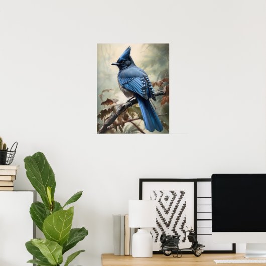 Steller's Jay Bird Art Print Poster (Thuiskantoor)