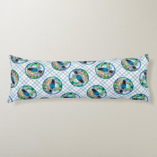 Steller's Jay in Forest Originele foto Lichaamskussen (Voorkant)