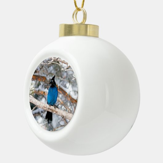 Steller's Jay Keramische Bal Ornament (Rechts)