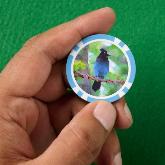 Steller's Jay Painting - Originele Wild Bird Art Poker Chips (Hand)