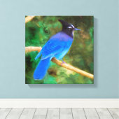 Stellers jay schilderen - Oorspronkelijke vogelkun Canvas Afdruk (Insitu (Houten vloer))