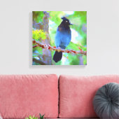 Stellers jay schilderen - Oorspronkelijke vogelkun Canvas Afdruk (Insitu (Woonkamer))