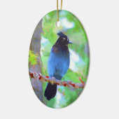 Stellers jay schilderen - Oorspronkelijke vogelkun Keramisch Ornament (Links)