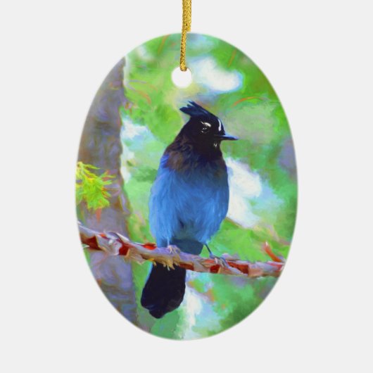 Stellers jay schilderen - Oorspronkelijke vogelkun Keramisch Ornament (Voorkant)