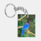 Stellers jay schilderen - Oorspronkelijke vogelkun Sleutelhanger (Voorkant Links)