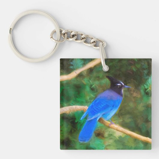 Stellers jay schilderen - Oorspronkelijke vogelkun Sleutelhanger (Voorkant)