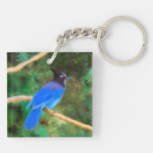 Stellers jay schilderen - Oorspronkelijke vogelkun Sleutelhanger (Achterkant)