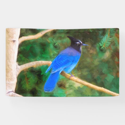 Stellers jay schilderen - Oorspronkelijke vogelkun Spandoek (Horizontaal)