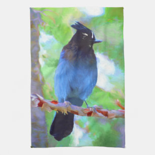 Stellers jay schilderen - Oorspronkelijke vogelkun Theedoek