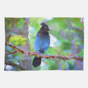 Stellers jay schilderen - Oorspronkelijke vogelkun Theedoek