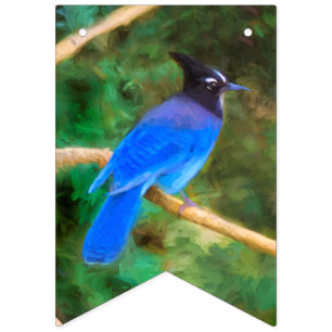 Stellers jay schilderen - Oorspronkelijke vogelkun Vlaggetjes