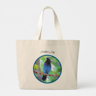 Steller's Jay Schilderij Originele Wild Bird Art Grote Tote Bag
