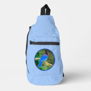 Steller's Jay Schilderij Originele Wild Bird Art Sling Bag