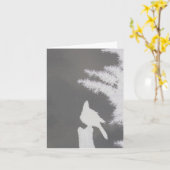 Steller's Jay Silhouette Note Kaart (Gele Bloem)