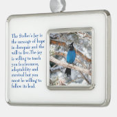 Steller's Jay Verzilverd Omlijst Ornament (Links)
