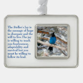 Steller's Jay Verzilverd Omlijst Ornament (Voorkant)