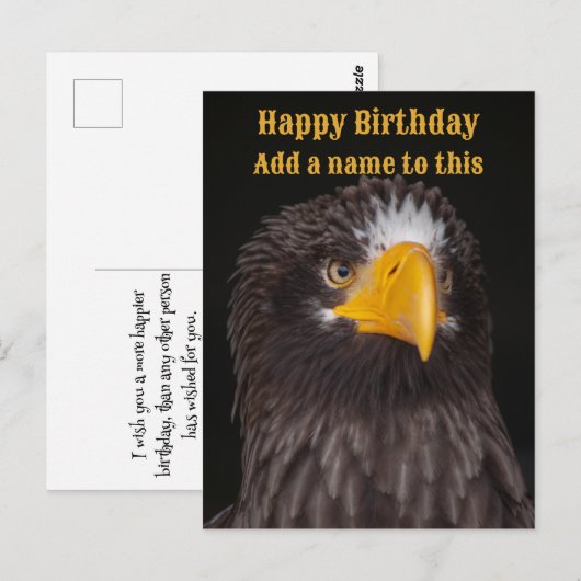 Steller's zee eagle foto, aanpasbaar briefkaart (Voorkant / Achterkant)