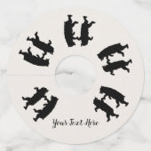 Stelletje zwarte Beren samen dansen silhouet Wijnglaslabel (Voorkant)