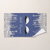Stelt Glitter Silver Blue Navy Lash Hallo Bath op Bad Handdoek (Handdoek)