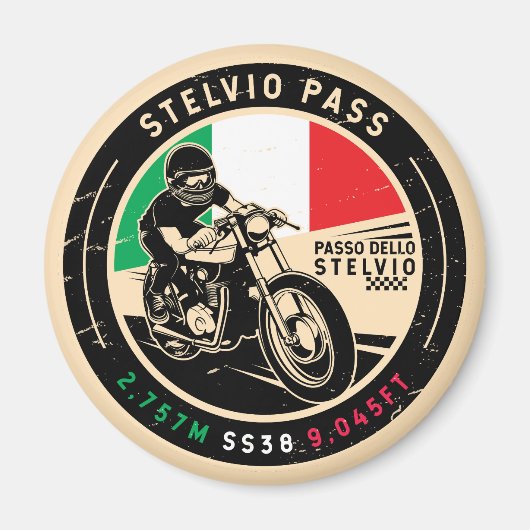 Stelvio Pass | Passo dello Stelvio | Motorfiets Magneet (Voorkant)