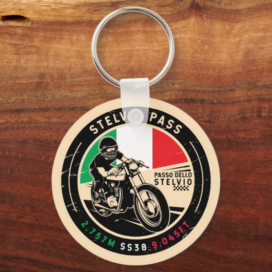 Stelvio Pass | Passo dello Stelvio | Motorfiets Sleutelhanger (Achterkant)