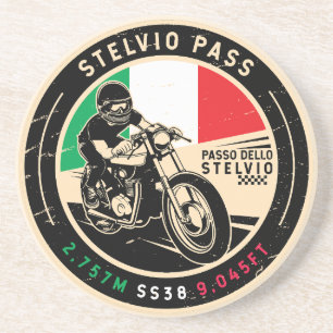 Stelvio Pass   Passo dello Stelvio   Motorfiets Zandsteen Onderzetter