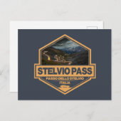 Stelvio Pass Passo Dello Stelvio Travel Art Badge Briefkaart (Voorkant / Achterkant)