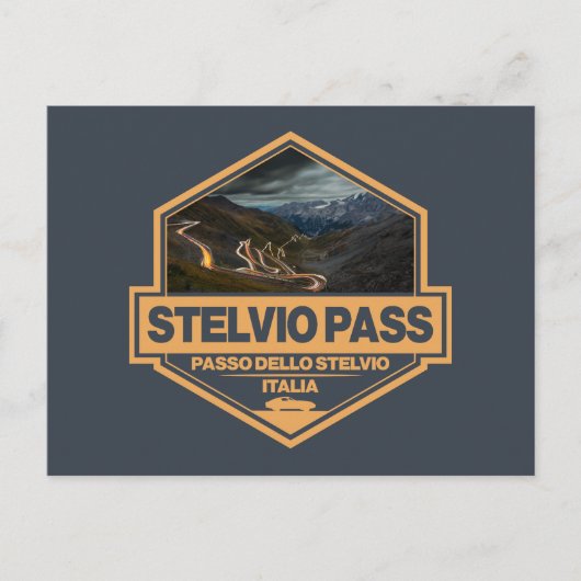 Stelvio Pass Passo Dello Stelvio Travel Art Badge Briefkaart (Voorkant)