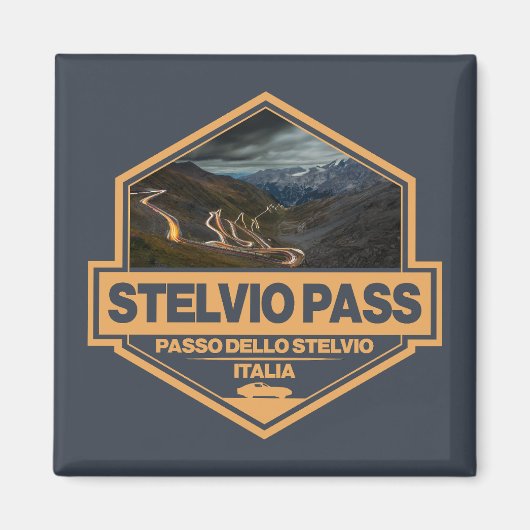 Stelvio Pass Passo Dello Stelvio Travel Art Badge Magneet (Voorkant)