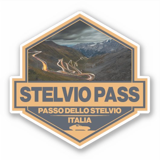 Stelvio Pass Passo Dello Stelvio Travel Art Badge Sticker (Voorkant)