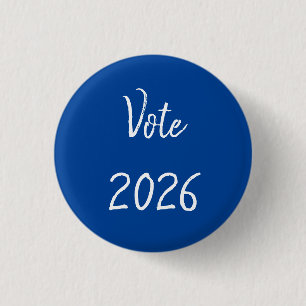 Stem 2026 Typografie Verkiezing Blauw Politiek Ronde Button 3,2 Cm