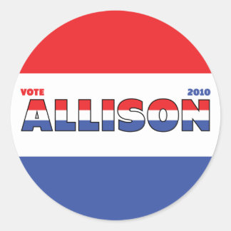 Stem Allison 2010 Verkiezingen Rood Wit en Blauw Ronde Sticker