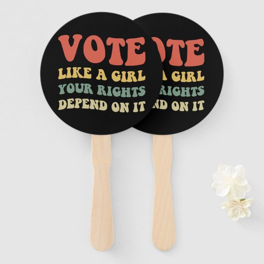 Stem als een meisje waar je rechten van afhangen I Handwaaier (Voorkant en achterkant)