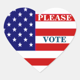 Stem alsjeblieft American Flag Heart Mooie Sticker