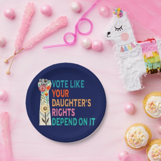 Stem alsof de rechten van je dochter afhankelijk z papieren bordje (Feest)