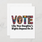 Stem alsof de rechten van je dochter ervan afhange notitiekaartje (Voorkant / Achterkant)