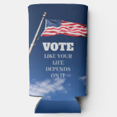 Stem alsof je leven afhangt van de verkiezingen in seltzer blikjeskoeler (Achterkant)