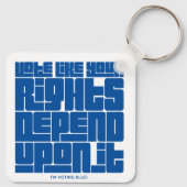 Stem alsof je rechten ervan afhangen sleutelhanger (Achterkant)