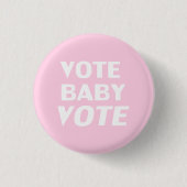 " stem baby " lichtroze , wit ronde button 3,2 cm (Voorkant)