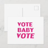 "Stem Baby Stem" hete roze, magenta, fuchsia, wit Briefkaart (Voorkant / Achterkant)